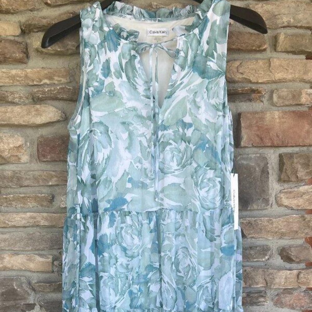 Calvin Klein Chiffon Maxi Tiered Dress